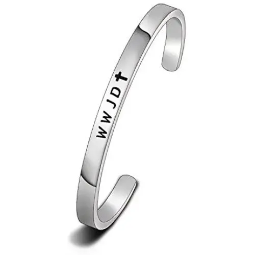 WUSUANED Religious Jewelry WWJD Cross Cuff Bracelet Bangle First Communion Gift WUSUANED Religious Jewelry WWJD Cross Cuff Bracelet Bangle First Communion Gift