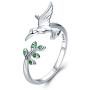Lorrifal 925 Sterling Silver with AAA CZ Cubic-zirconia Open Adjustable Statement Ring Special Jewelry Gifts for Women Girls