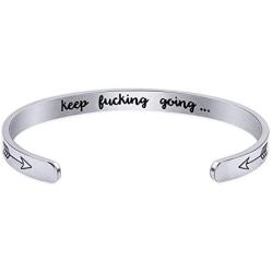 Inspirational Cuff Bracelet Gifts for Women Men Hidden Message Mantra Personalized Birthday Bangle Jewelry