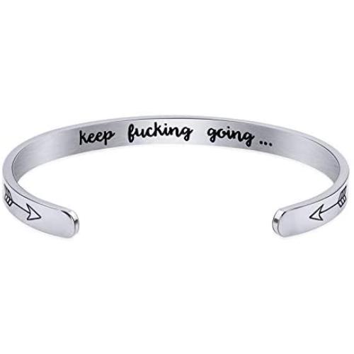 Inspirational Cuff Bracelet Gifts for Women Men Hidden Message Mantra Personalized Birthday Bangle Jewelry