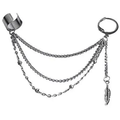 Vintage Tassel Ear Cuff Crawler Climber Earring for Women Girls Men Stainless Steel Cartilage Small Hoop Wrap Vine Clip on Feather Leaf Multi Layered Chain Drop Fashion Jewelry One Piece Vintage Tassel Ear Cuff Crawler Climber Earring for Women Girls Men Stainless Steel Cartilage Small Hoop Wrap Vine Clip on Feather Leaf Multi Layered Chain Drop Fashion Jewelry One Piece