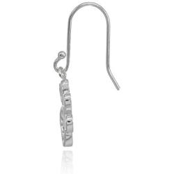 Sterling Silver Polished Animal Dog Paw Heart Dangle Earrings