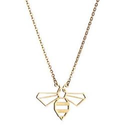La Menagerie Bee Gold Origami Jewelry - Gold Geometric Chain Necklace – 18 Karat Plated Gold Necklace for Women & Girls – Stylish Bee Pendant Necklace