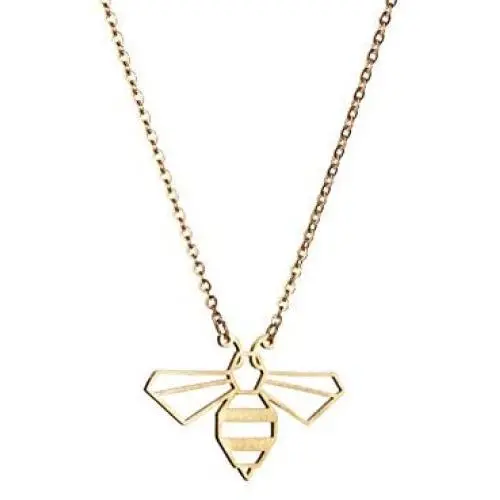 La Menagerie Bee Gold Origami Jewelry - Gold Geometric Chain Necklace – 18 Karat Plated Gold Necklace for Women & Girls – Stylish Bee Pendant Necklace La Menagerie Bee Gold Origami Jewelry - Gold Geometric Chain Necklace – 18 Karat Plated Gold Necklace for Women & Girls – Stylish Bee Pendant Necklace
