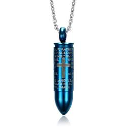 XUANPAI Stainless Steel Lords Prayer Bibe Versr Engraved Bullet Pendant Urn Necklaces for Ashes Holder Keepsake Memorial Jewelry
