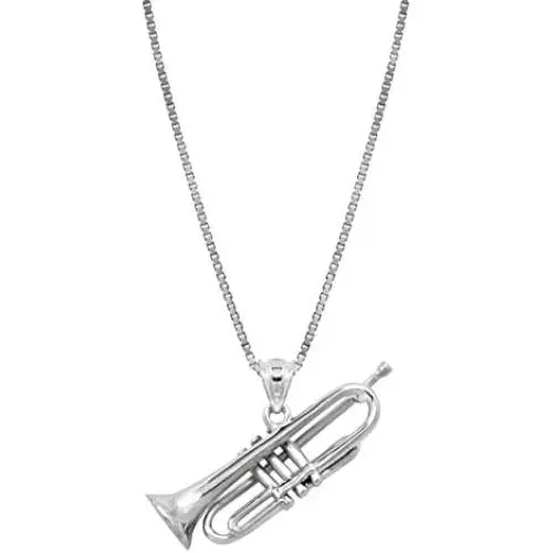 Honolulu Jewelry Company Sterling Silver Trumpet Bugle Necklace Pendant with 18'' Box Chain Honolulu Jewelry Company Sterling Silver Trumpet Bugle Necklace Pendant with 18'' Box Chain