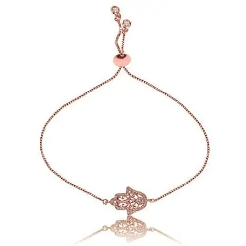 THINK POSITIVE Hamsa Hand Fatima and Evil Eye with Rhinestones Charms Snake Chain Rope Bracelet Anklet Pendant Necklace Jewelry Sets for Women Girls