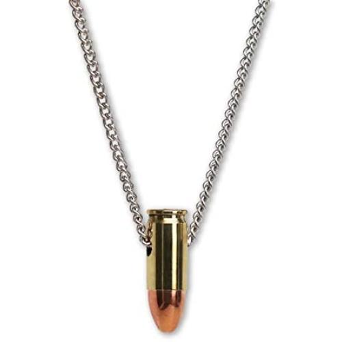 9mm Luger Bullet Jewelry Necklace Hand Polished Brass and Copper Finish