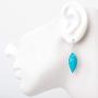 SUVANI Sterling Silver Hand Blown Glass Art Jewelry Leaf Curvy Long Dangle Earrings, Color Variations