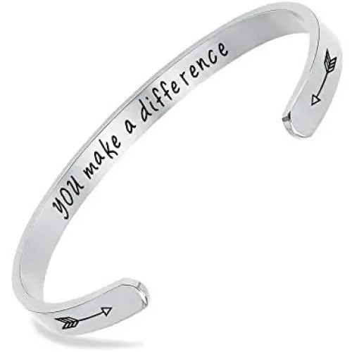 Inspirational Bracelets for Women Personalized Engraved Mantra Cuff Bangle Friend Encouragement Gift for Her Inspirational Bracelets for Women Personalized Engraved Mantra Cuff Bangle Friend Encouragement Gift for Her