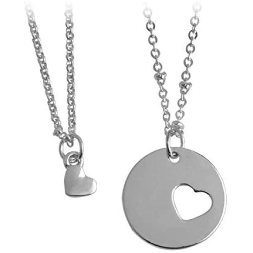 Double Love Heart Necklaces Heart Puzzle Necklace Set Heart Love Mother Daughter Dainty Forever Love Pendant Necklace Anniversary Birthday Jewelry Gifts for Women Girls Lover Couples