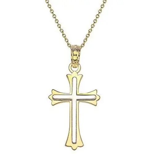 14k Solid Gold Boys & Girls Two Tone Cross Necklace 16'' 14k Solid Gold Boys & Girls Two Tone Cross Necklace 16''