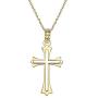 14k Solid Gold Boys & Girls Two Tone Cross Necklace 16''