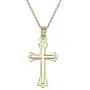 14k Solid Gold Boys & Girls Two Tone Cross Necklace 16'' 14k Solid Gold Boys & Girls Two Tone Cross Necklace 16''
