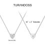 Turandoss Tiny Initial Heart Necklace - 14K Gold Filled Handmade Double Side Engraved Hammered Heart Initial Necklace Gift for Women Girls Jewelry
