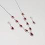 UDORA Silver Blue Red Teardrop Necklace Earrings Jewelry Set Wedding Party Prom