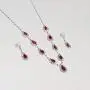 UDORA Silver Blue Red Teardrop Necklace Earrings Jewelry Set Wedding Party Prom UDORA Silver Blue Red Teardrop Necklace Earrings Jewelry Set Wedding Party Prom