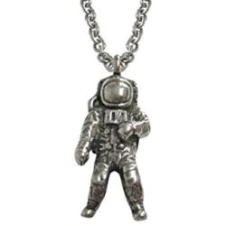Kiola Designs Silver Toned Textured Space Astronaut Pendant Necklace