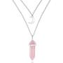 XIANNVXI Layered Crescent Moon Necklace Healing Crystal Stone Point Pendant Necklaces Reiki Witch Gemstone Dainty Jewelry for Women
