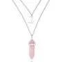 XIANNVXI Layered Crescent Moon Necklace Healing Crystal Stone Point Pendant Necklaces Reiki Witch Gemstone Dainty Jewelry for Women