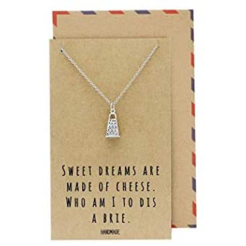 Quan Jewelry Gifts for Mom, Funny Gifts, Cheese Grater Necklace on Funny French Quote Card, Birthday, Valentines Presents