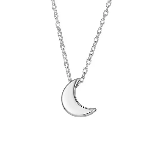 Jovono Fashion Necklace Moon Pendant Jewelry Chain for Women and Girls (Silver)