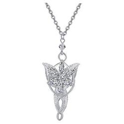 Women Girls 925 Silver Plated Arwens Evenstar Crystal Pendant Necklace Comfortable and with Jewelry Box