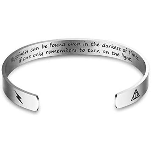 CJ&M Encouragement Gift | Happiness can be Found Even in The Darkest of Times | Inspirational Gifts | Recovery Gift | Gifts for Teens | Inspirational Bracelet