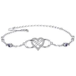 OOSSTT Bracelet for Women,925 Sterling SilverI Infinity Heart Charm Bracelet,Gift for Women Mother