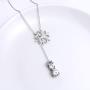 LINLIN FINE JEWELRY 925 Sterling Silver CZ Snowflake Cute Snowman Y-Shaped Lariat Necklace for Women Girls,20''