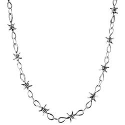 HZMAN Mens Punk Gothic Bike Alloy Barbed Wire Necklace 20 Inch