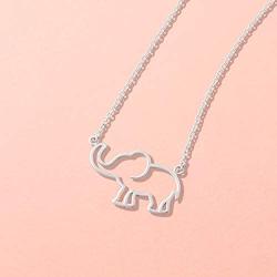 Boma Jewelry Sterling Silver Open Elephant Outline Animal Pendant Necklace, 18 Inches