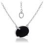 Sea of Ice 925 Sterling Silver 14x10mm Oval Shape Genuine or Simulated Gemstone Pendant Necklace for Women Girls, 16''+ 2'' Extender