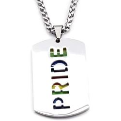 Warvik Rainbow Pride Necklace Pendant LGBT Equality Bisexual Transgender, Stainless Steel Jewelry Mens Womens Wheat Chain 20/28inch