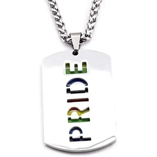 Warvik Rainbow Pride Necklace Pendant LGBT Equality Bisexual Transgender, Stainless Steel Jewelry Mens Womens Wheat Chain 20/28inch Warvik Rainbow Pride Necklace Pendant LGBT Equality Bisexual Transgender, Stainless Steel Jewelry Mens Womens Wheat Chain 20/28inch