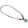 Nove Jewelry Leather Peace Sign Necklace - Peace Symbol Necklace - Stone Peace Sign Pendant - Adjustable Black Cord