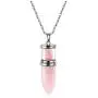 Jovivi Natural Amethyst Rose Quartz Crystal Necklace Bullet Shape Chakra Quartz Pendulum Healing Stone Pendant Necklace
