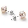 BYCHOOSING Pearl Earrings Studs Freshwater Cultured Pearl Flat 925 Silver for Women Girls