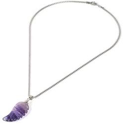 JUST IN STONES Carved Gemstone Crystal Healing Reiki Chakra Charm Angel Wing Pendant Necklace 20 Inch