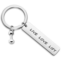WUSUANED Fitness Keychain Live Love Lift Keychain with Barbell Charm Workout Gift Motivational Jewelry