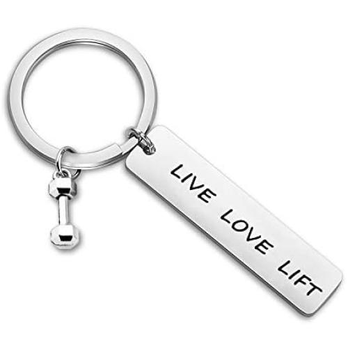 WUSUANED Fitness Keychain Live Love Lift Keychain with Barbell Charm Workout Gift Motivational Jewelry