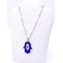 Mava Art Gold Plated Blue Enamel Hamsa Hand Necklace for Women 18K Plated Chain Evil Eye Jewelry