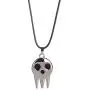 Black Enamel Silver Plated Metal Leather Chain Ghost Specter Pendant Necklace Black Enamel Silver Plated Metal Leather Chain Ghost Specter Pendant Necklace