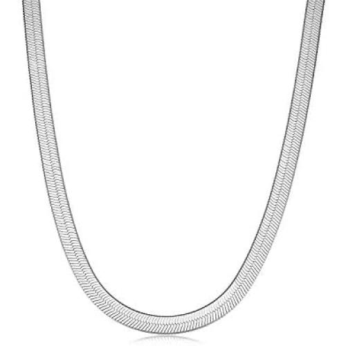 2.9mm Flat Herringbone Chain 925 Sterling Silver Necklace Flat Snake Magic Chain High Polished Solid Flexible Fashion Jewelry for Men or Women