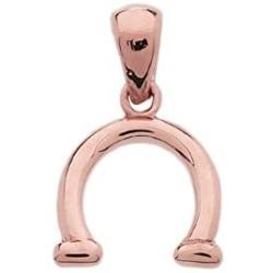 Reversible Diamond and High Polish Plain 14k Rose Gold Horseshoe Good Luck Charm Dainty Pendant
