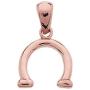 Reversible Diamond and High Polish Plain 14k Rose Gold Horseshoe Good Luck Charm Dainty Pendant
