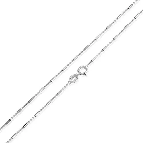 Sea of Ice Sterling Silver 1mm Diamond-Cut Bar Station Rolo Chain Necklace for Women, Size 14'' - 36'' Italy Sea of Ice Sterling Silver 1mm Diamond-Cut Bar Station Rolo Chain Necklace for Women, Size 14'' - 36'' Italy