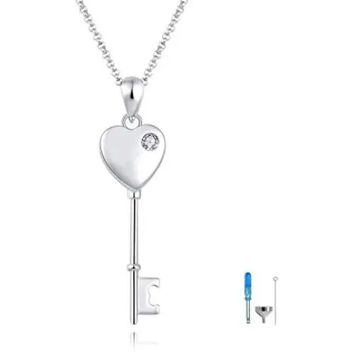 Sterling Silver Key Urn Necklace Heart Shape Urn Pendant Cremation Ashes Keepsake Memorial Jewelry Sterling Silver Key Urn Necklace Heart Shape Urn Pendant Cremation Ashes Keepsake Memorial Jewelry
