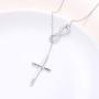 Lariat Necklace S925 Sterling Silver Infinity Cross Y Necklace Religious Necklace Jewelry Inspirational Gift Chain Adjustable for Women