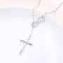 Lariat Necklace S925 Sterling Silver Infinity Cross Y Necklace Religious Necklace Jewelry Inspirational Gift Chain Adjustable for Women